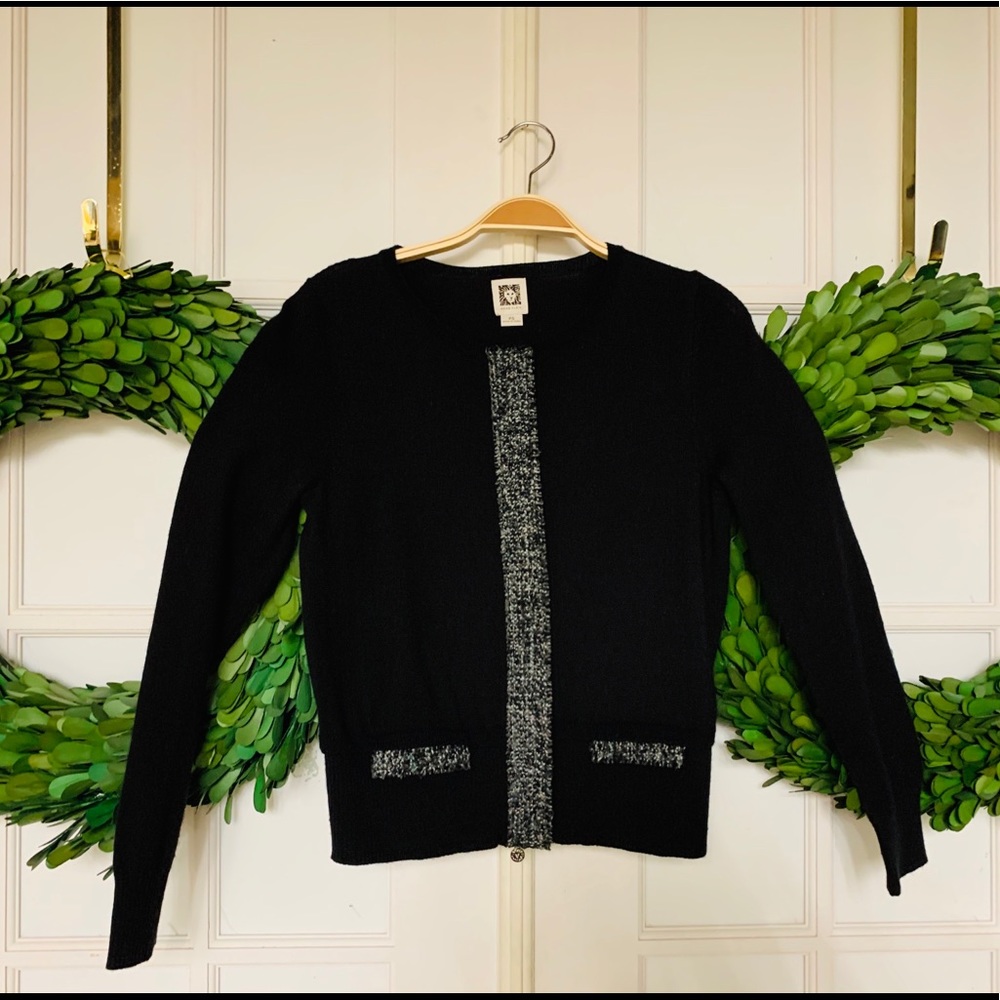 Anne Klein | Subtle Tweed  Cardigan | black